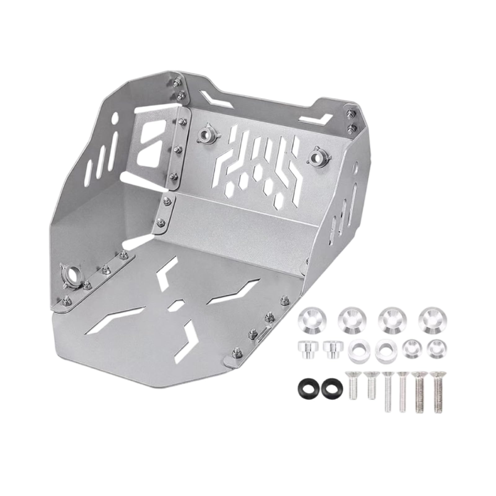Motorcycle Engine Guard Piastra Paramotore Protezione Motore Scudo Sottoscocca Paraschizzi in Lega di Alluminio per Componenti Inferiori con Fori, Argento