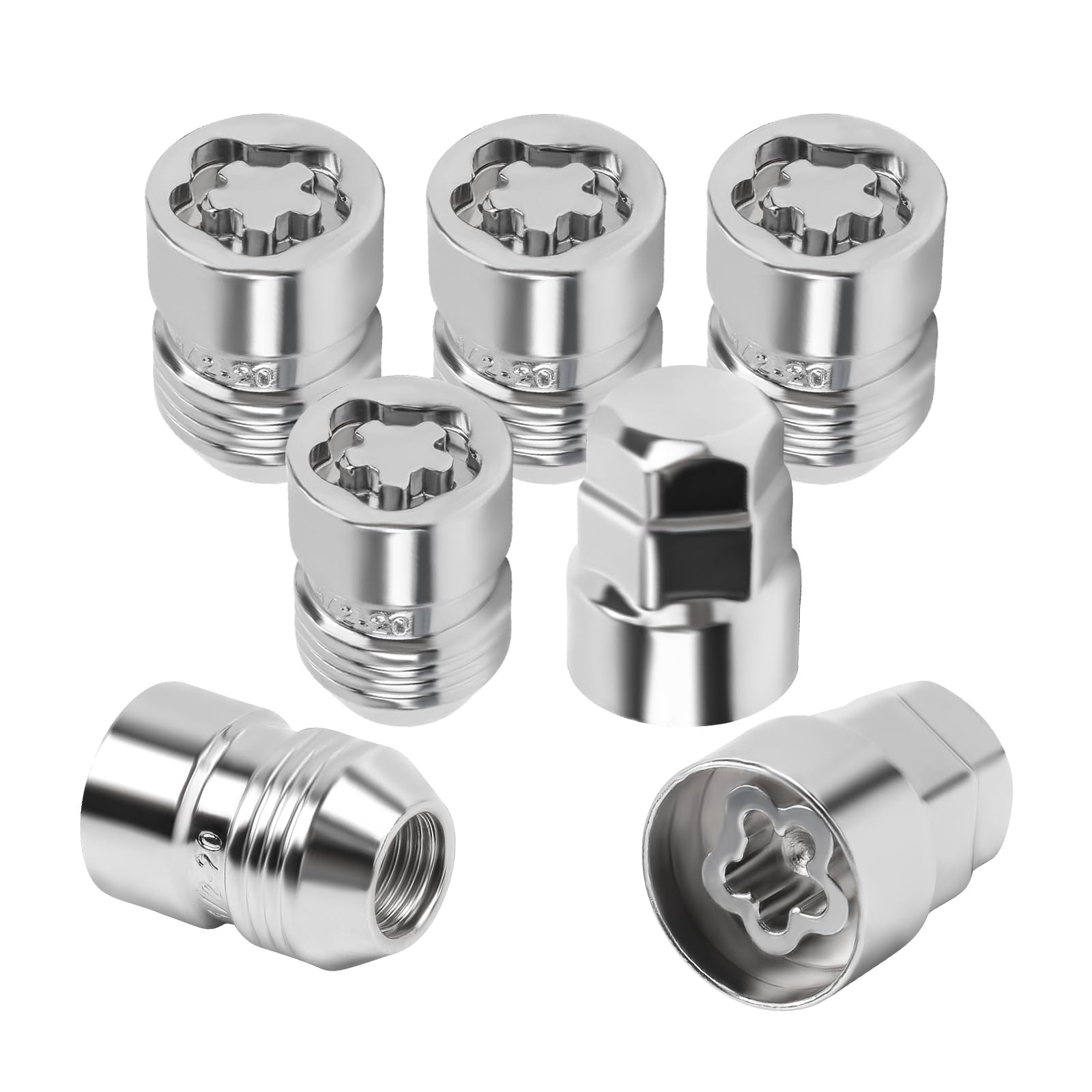 Photo 1 of 1/2-20" Wheel Lock Lug Nuts Set Height 1.27" Cone Seat Replacement for Explorer, Mariner, Cherokee, Century, Nitro, Blazer, 5 Locks and 2 Key Anti-Theft Tire Locking Nut