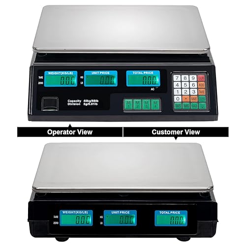 Miniatura 5 de Báscula de alimentos de 882lbs88 libras báscula digital de precios comerciales pantalla LCD báscula de plataforma de acero inoxidable para alimentos