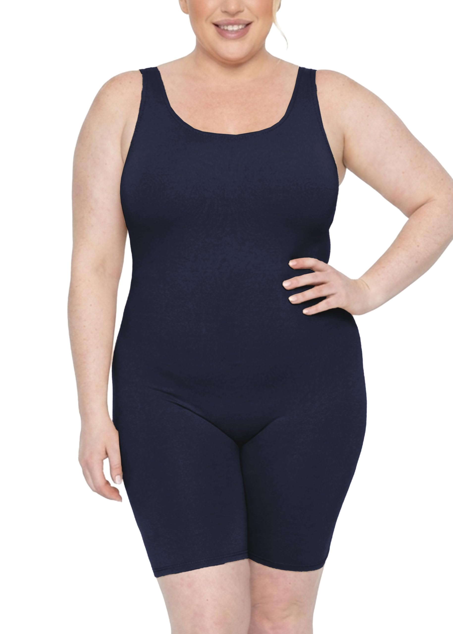 STRETCH IS COMFORT Womens Plus Size Tank Unitard Athletic Rompers For Women