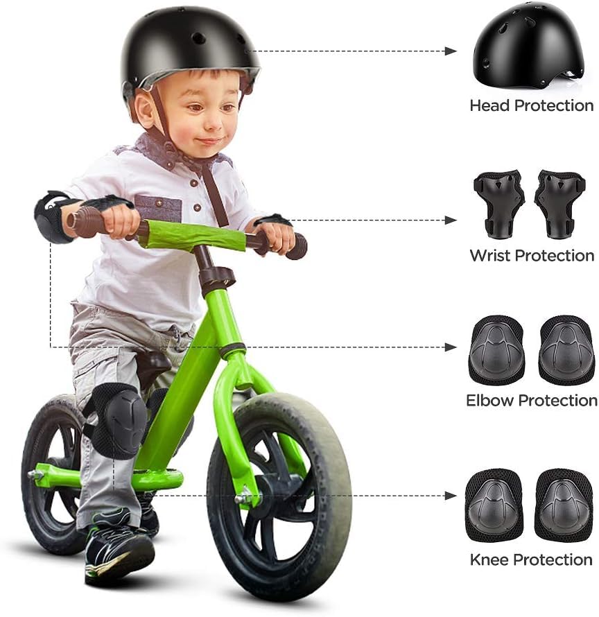 Image of DaCool Kids Protective Gear Set Helmet Knee Pads Elbow Pads Wrist Guards 7 in 1 Set with Adjustable Strap for 3~8yrs Boys Girls Toddler Children Rollerblading Skating Skateboard Cycling Outdoor Sports