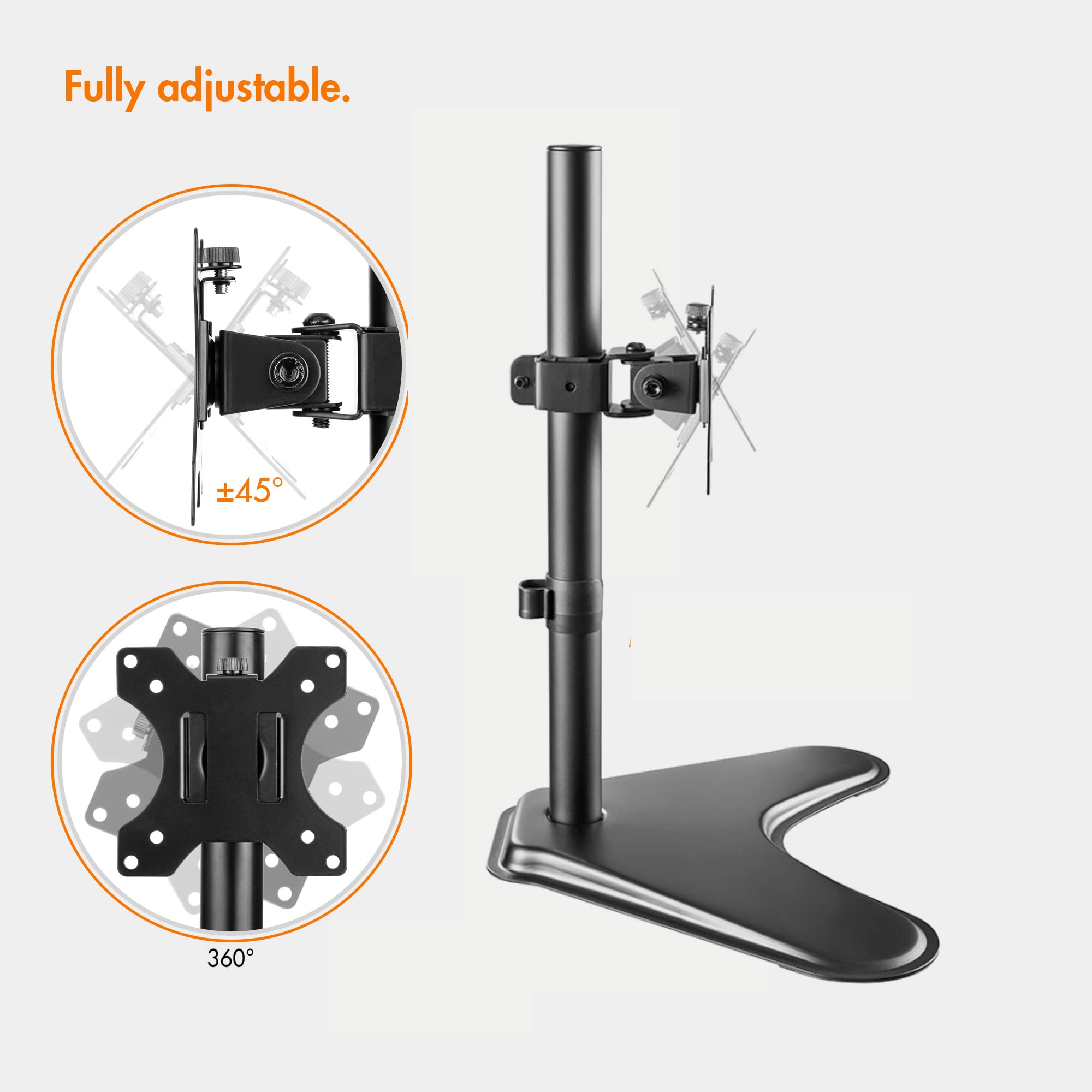 VonHaus Monitor Stand for 1327” Screens Single Arm Desk Mount