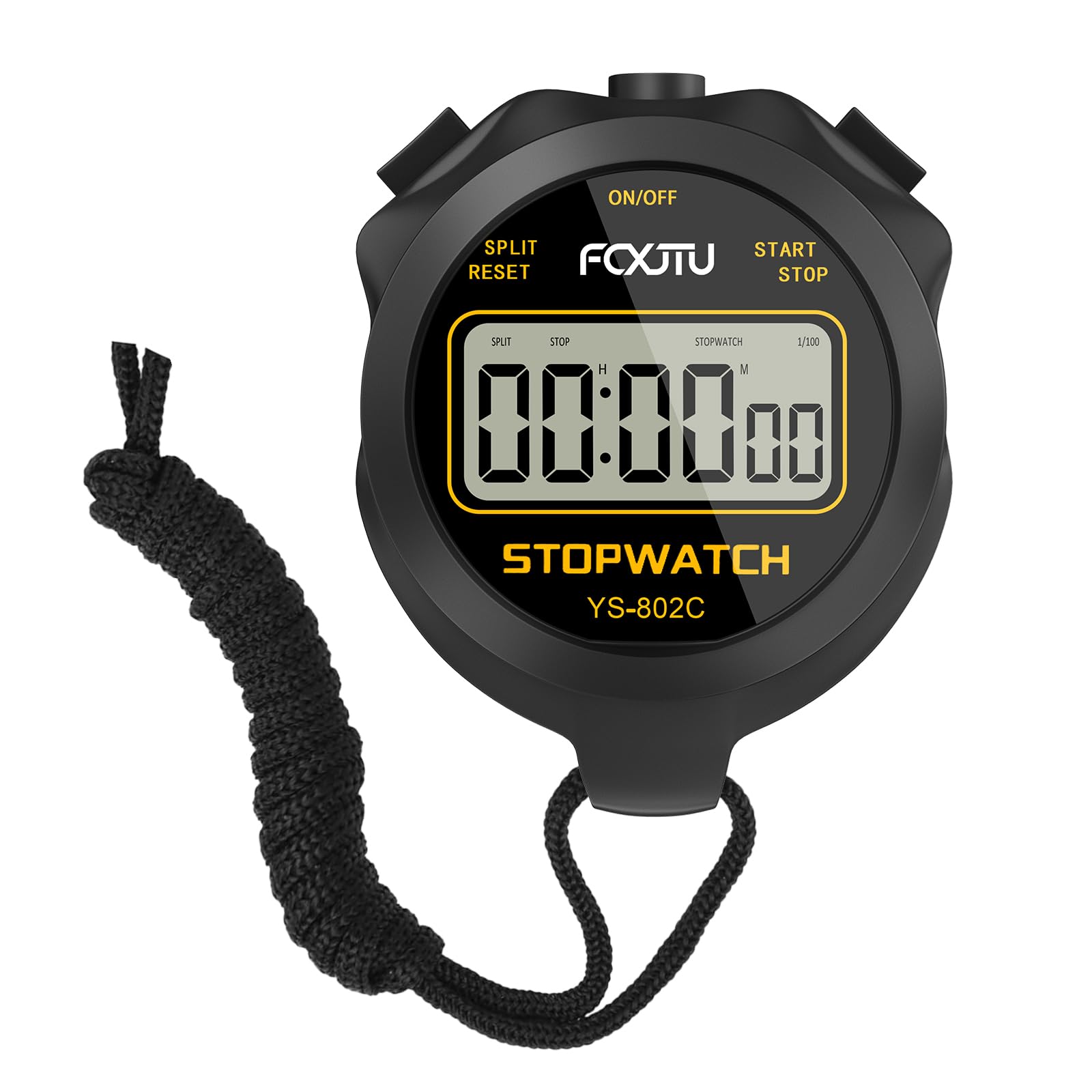 FCXJTU Simple Digital Sports Stopwatch, No Bells, No Clock, No Alarm, Simple Basic Operation, Silent, ON/Off, Pure Stopwatch for Swimming Running Training Kids Coaches Referees Teachers Black