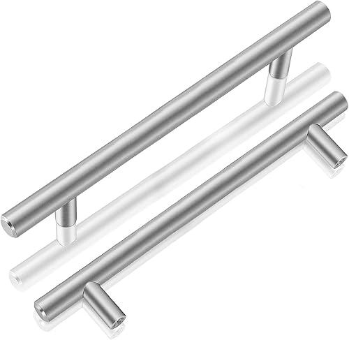 Gobrico Tiradores redondos de 6-310 pulgadas con orificios centrales de níquel satinado para gabinetes de cocina, cajón de acero inoxidable sólido,