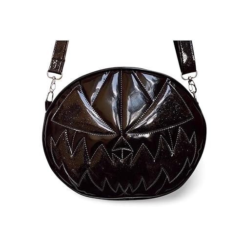 Handcrafted Nara Prado Dark Pumpkin Bag Black Glitter & Vinyl