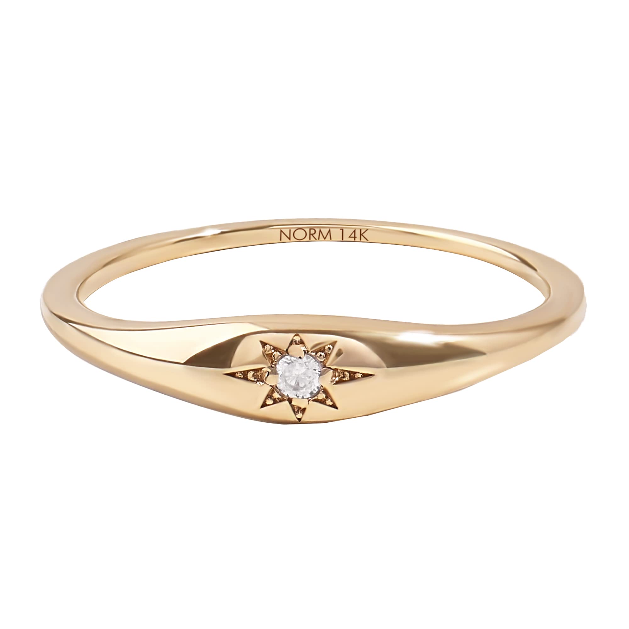 Norm Jewels Iconic Signet Star Ring | Thin Celestial Pinky Ring | 14k Solid Gold Minimalist Rings for Women | Little Finger Rings