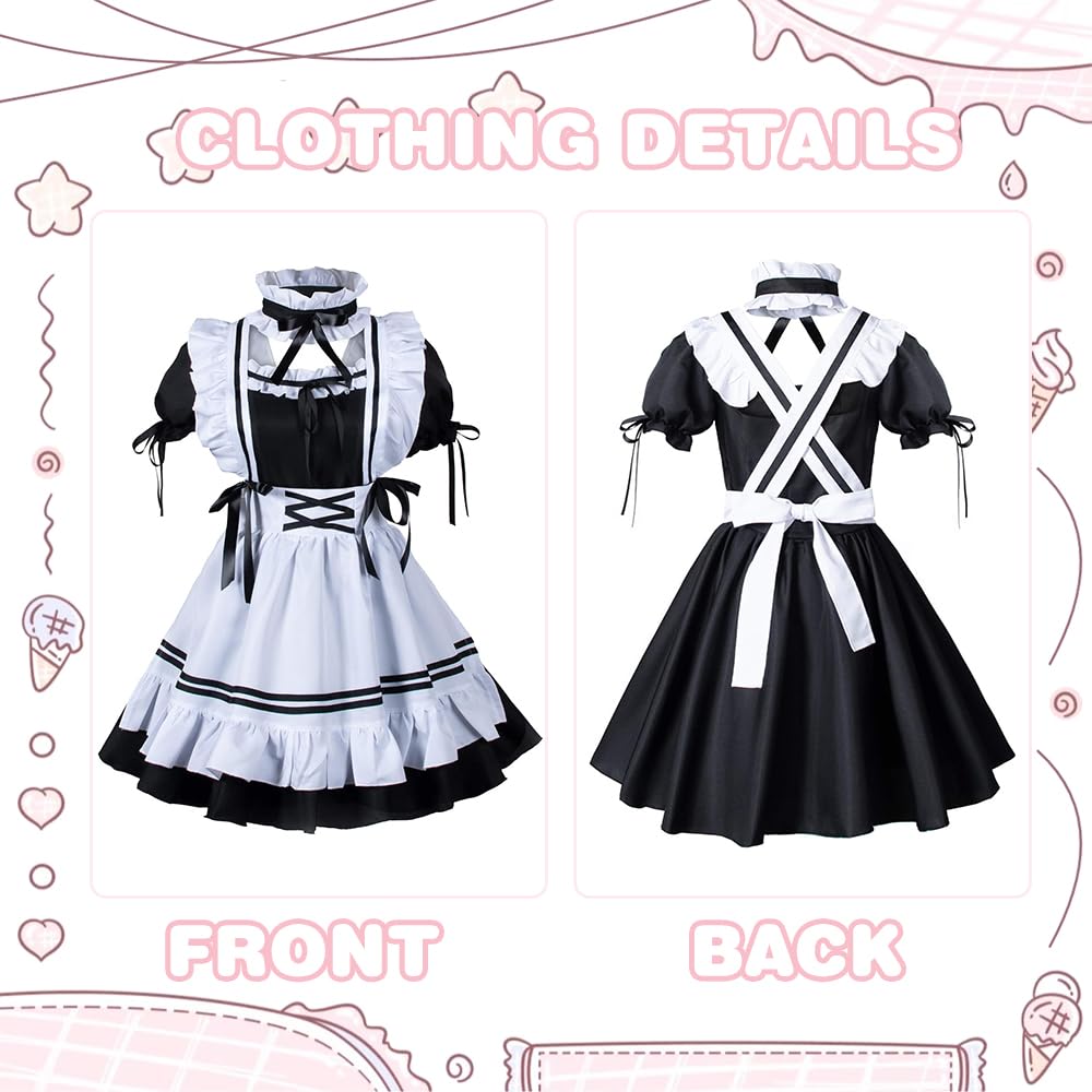 Maid Dress, costume da cameriera cosplay, set di abbigliamento da cameriera, per adulti, Halloween, carnevale, feste
