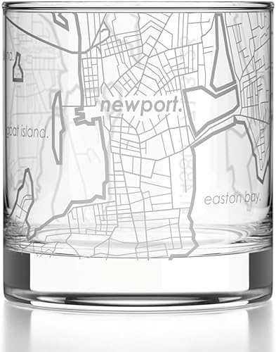 Miniatura 35 de Well Told Vaso de whisky grabado con mapa de Charleston, Carolina del Sur, vaso de rocas estilo antiguo (11 oz, transparente), vaso de whisky