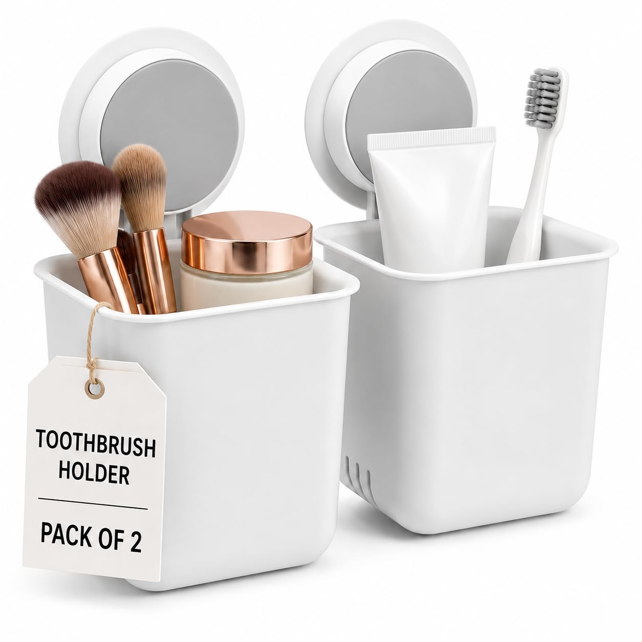 KASIVA Toothbrush Holders for Bathroom Wall Brush Stand Tooth Brush Holder Wall Mount Toothpaste Holder Bathroom Brush Holder for Wash Basin Self Adhesive Toothbrush Holder(Pack of 2)-image-31