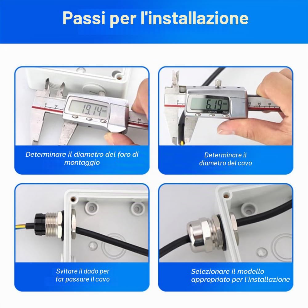 1Pcs Pressacavo M80, Giunti in ottone nichelato impermeabili, pressacavi regolabili IP68, connettori di presa del cavo con guarnizioni e controdado diametro 55-62mm