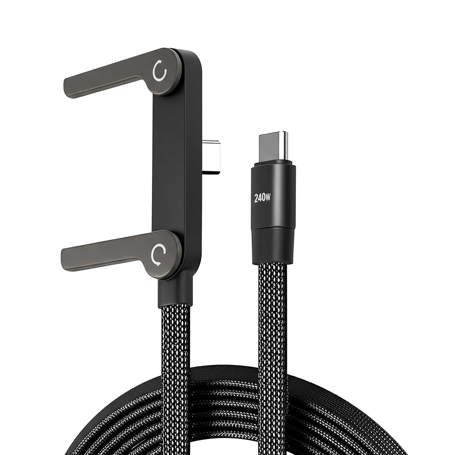 HUMBLE® 240W Type-C to Type-C Fast Charging Cable with Foldable Kickstand, 1.5M Nylon Braided, 480Mbps Data Transfer, Durable Tangle-Free Design for Laptops & Smartphones & Devices (Black)-picture-12