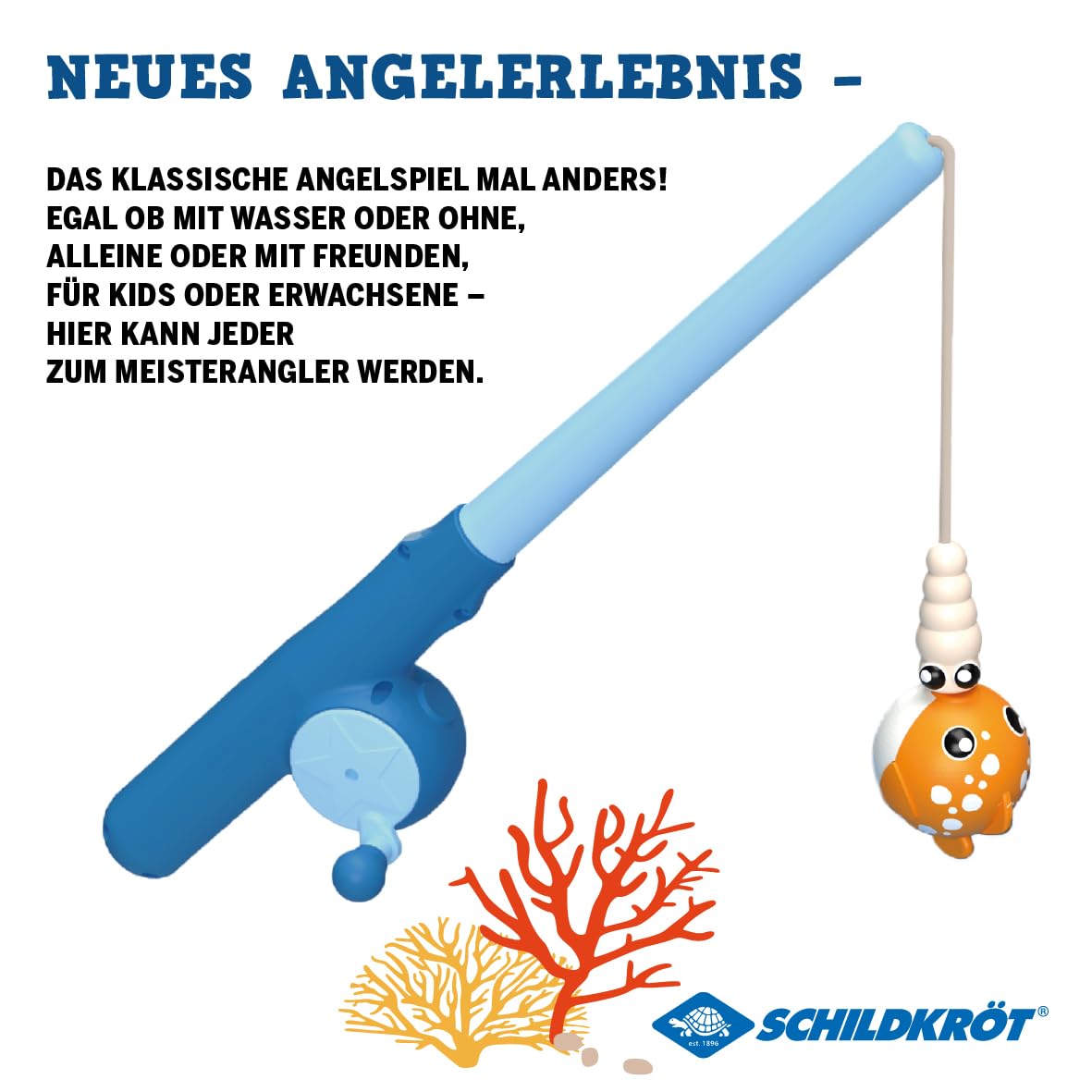 Schildkröt Fishing Game – Magnetisches Angelspiel für Kinder – fördert Feinmotorik & Koordination – 2 Teleskop-Angeln, 6 Fische & Faltbarer Eimer mit Unterwassermotiv – BPA frei