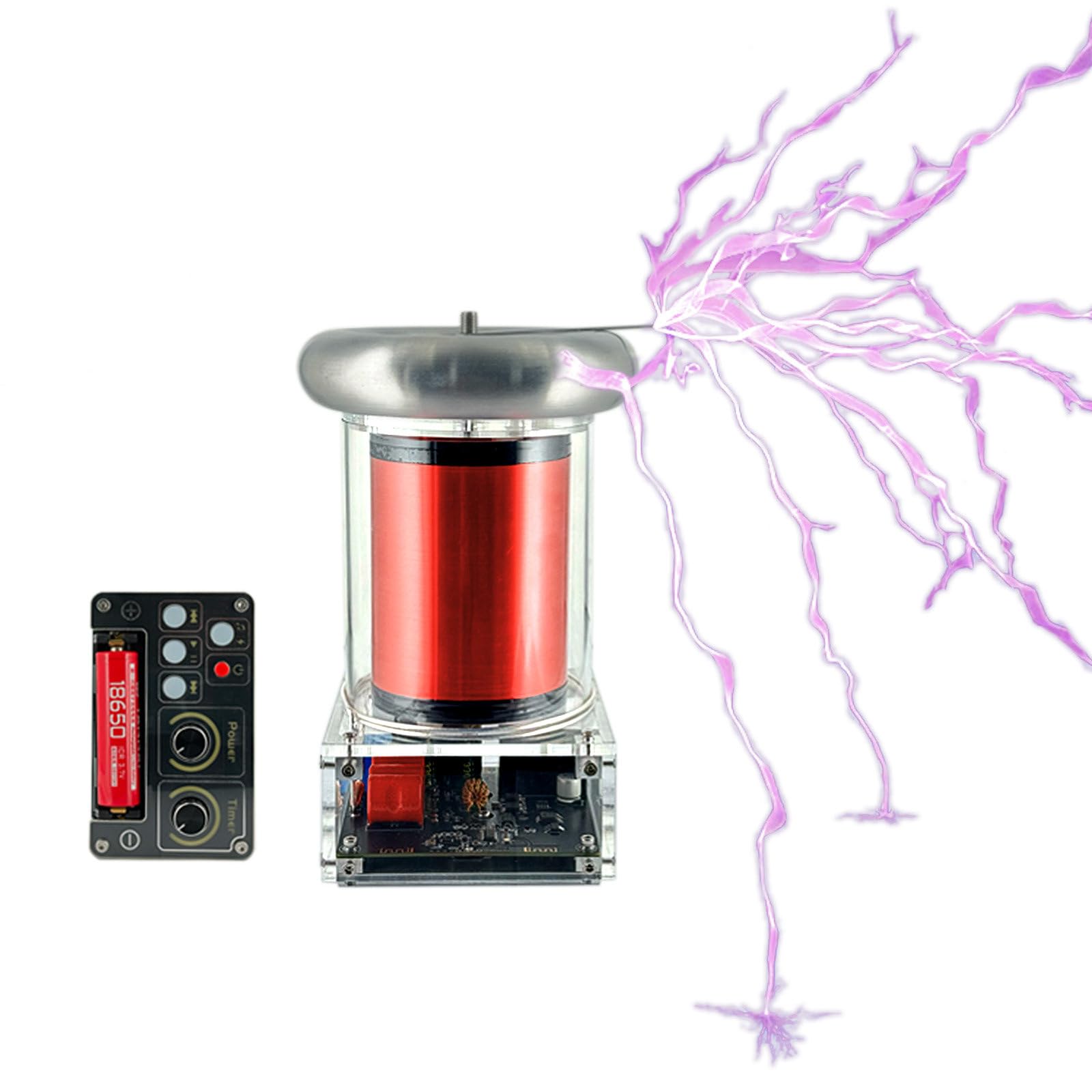 YZDKJZ Electric Arc Music Tesla Coil, Induction Arc Tesla Coil, Adjustable Controller Discharge Distance, Music Coil, Lightning Storm Diy Coil Kit, For Physical Science Experiment