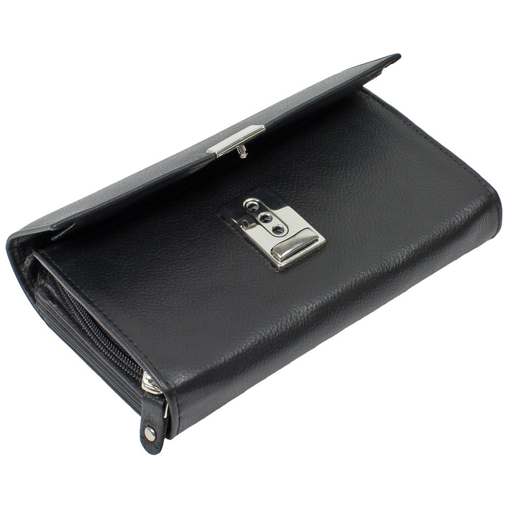 Ledershop24 XXL Profi Kellnerbörse Taxibörse Verkaufsfahrer Geldbörse Kellner Holster Halfter Kellnertasche Kellnerholster Schwarz Leder Kellnerset-Kellnerbörse+Kellnertasche
