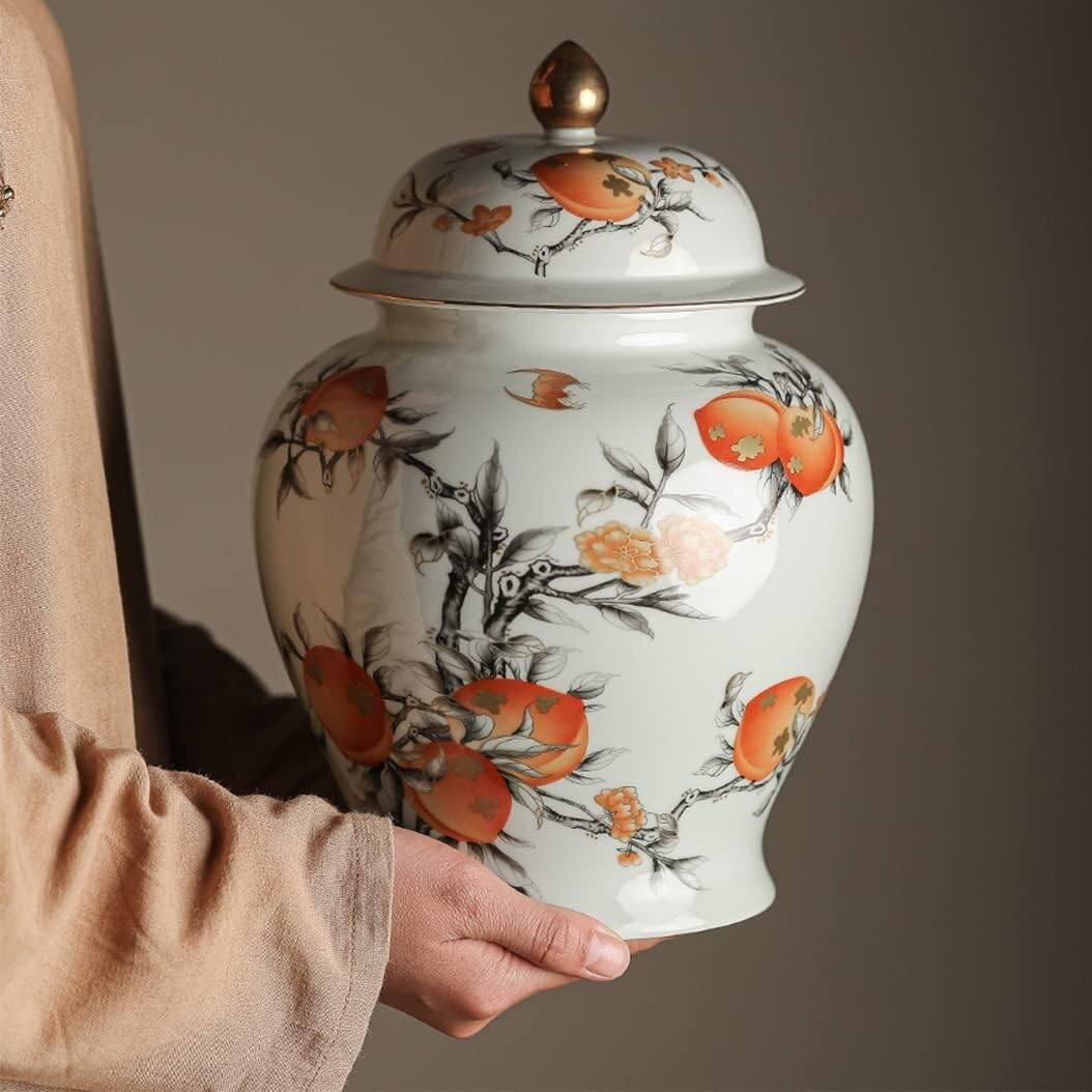 多色陶器装飾品 景徳鎮陶器ジンジャージャー蓋付き誕生日桃色装飾花瓶磁器気密容器伝統