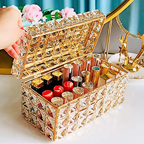 HUFFA Lápiz Labial Caja de Cristal Cosméticos de Escritorio for el hogar Contenedor de Brillo de Labios Estuche de Almacenamiento con Cubierta