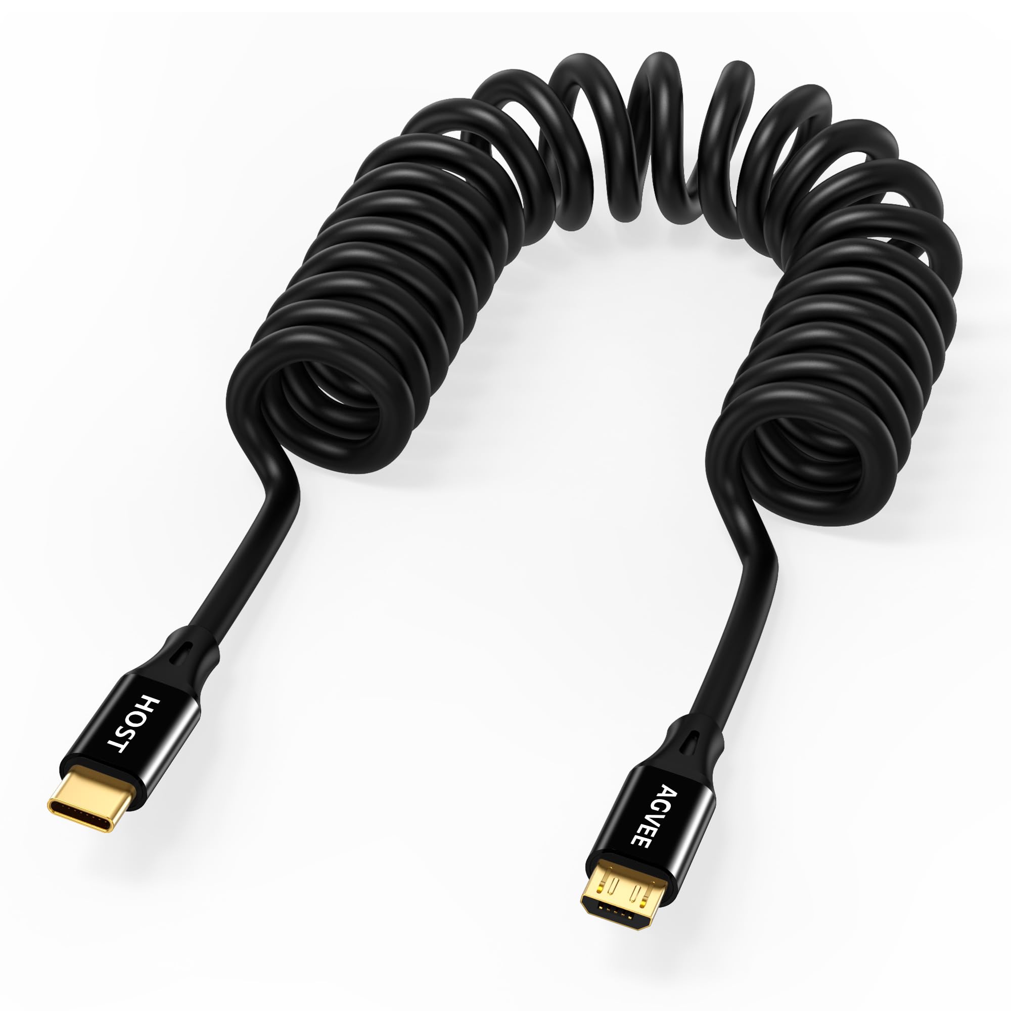 AGVEE Cavo di ricarica a spirale da USB-C a micro USB da 0,9 m, certificato USB-IF, 2 A, ricarica rapida, cavo di sincronizzazione dati per controller Xbox One, PS4, Kindle, vecchio telefono Android