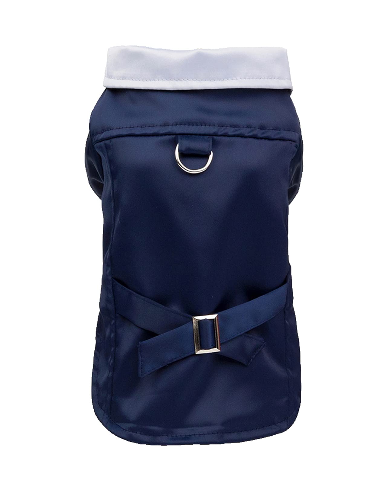 VVVSO Dog Tuxedo Suit Formal Wedding Shirt Groom Stylish Costume Clothes with Bowtie for Small Dogs (Large, Navy)