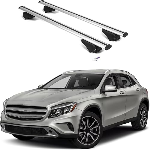 ERKUL Roof Rack Cross Bars for Mercedes Benz GLA 2014-2020 | Aluminum Crossbars with Anti Theft Lock for Rooftop | Compatible with Flush Rails - Silver