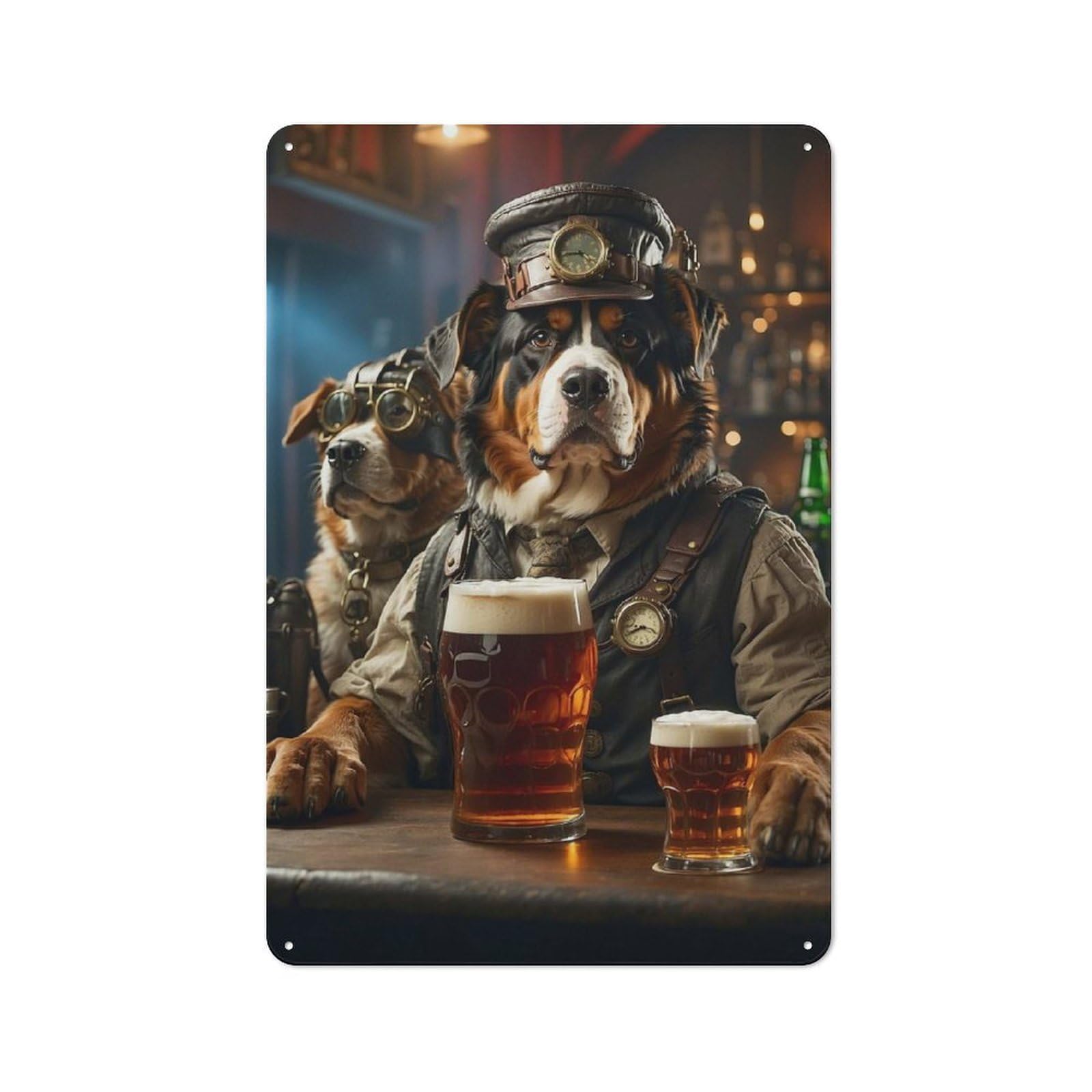 Junmoney Bernese Mountain Beer Dog Printed Metal Sign 30X20cm For Kitchen Or Home Bar, For Kitchen Decor Lovers, For Retro Home Interiors