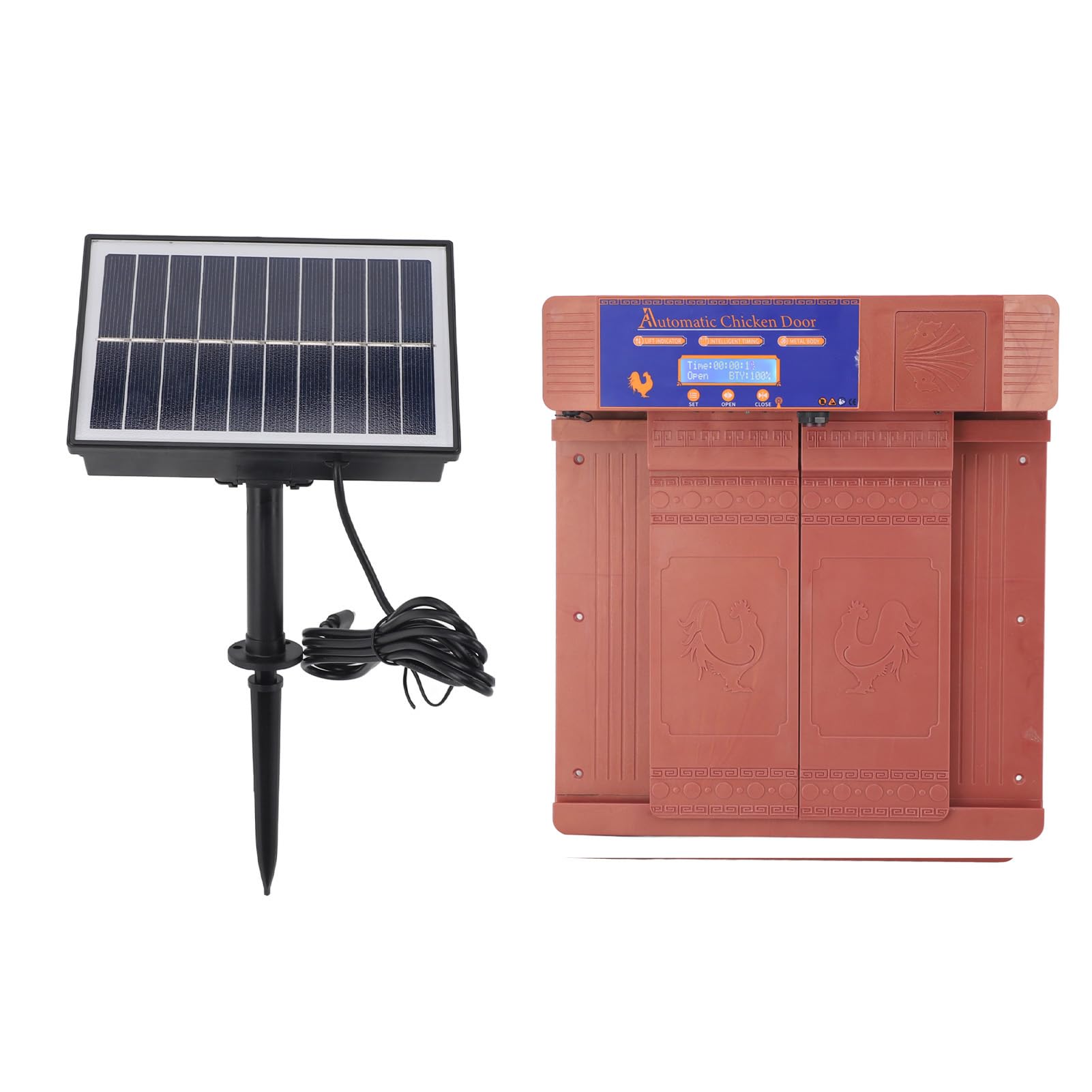 Porta per pollaio ad energia Solare, apriporta Automatico per polli, modalità Multipla, sicura, Luce per Anatre, oche e pollame (Bronzo)
