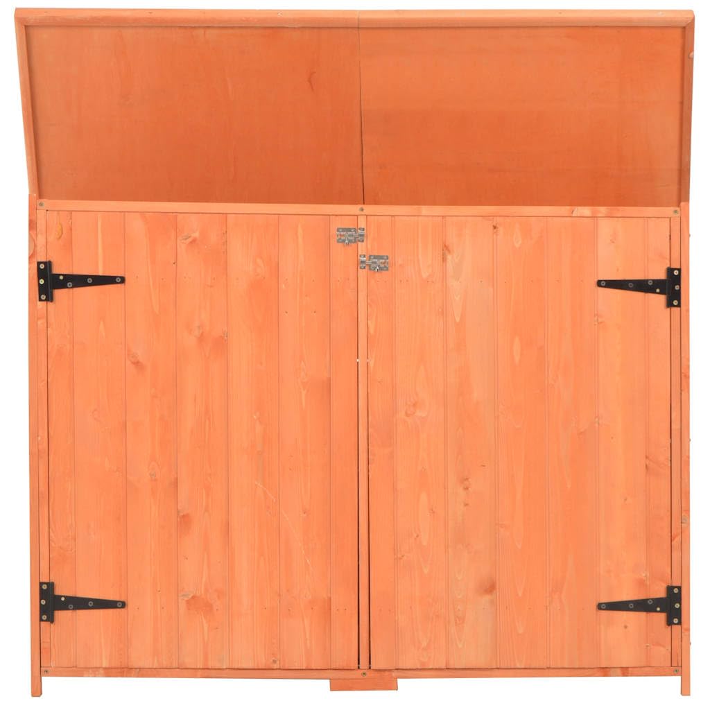 Holz Geräteschuppen 128 x 42 x 91 cm Garten Schuppen, Gerätehaus für Fahrrad, Werkzeughaus mit 2 Türen und 2 Regalen, wetterfestes Dach für Ordnung