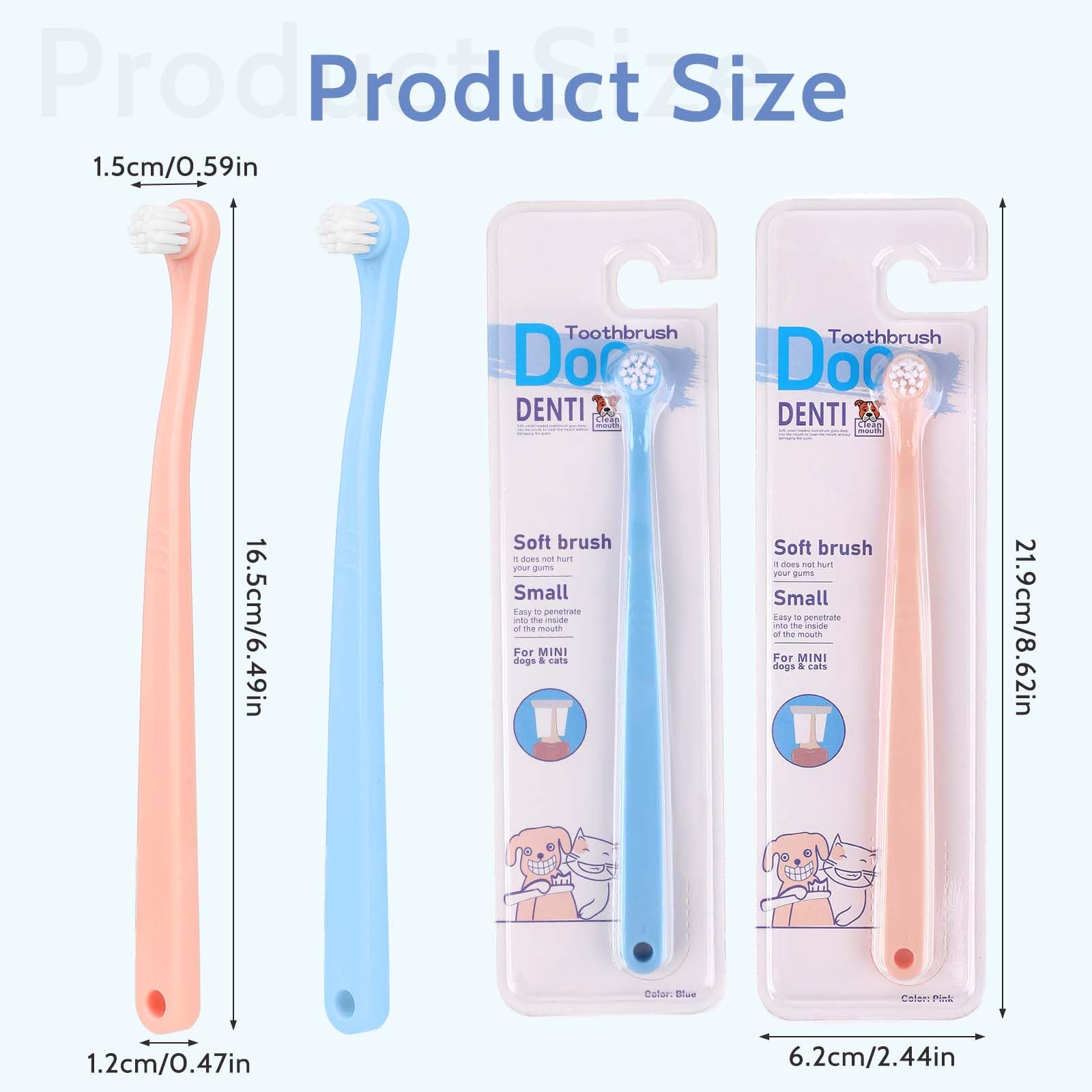 Lot de 2 brosses à dents pour chat, brosse à dents pour animaux de compagnie, brosse à dents pour chiot, mini tête douce pour chien, kit de nettoyage en profondeur pour chiots, chatons, chiens