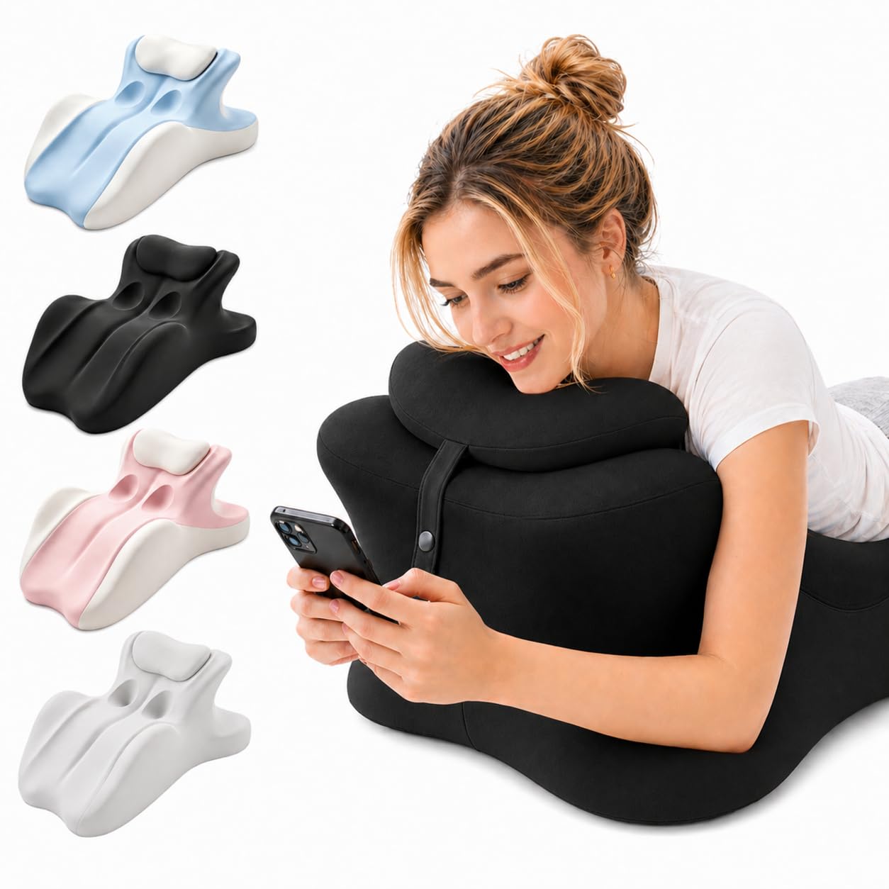 Photo 1 of Ergonomic Memory Foam Wedge Pillow, 27° Angled Support for Waist and Neck Multi-Position Comfort Support ?with Removable Washable Cover (Black)