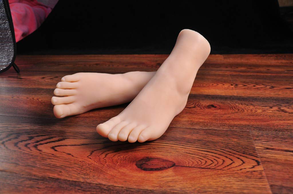 New 1 Pair Lifesize Silicone Female Mannequin Foot Display Jewerly Sandal Shoe Sock Display Art Sketch with Nail