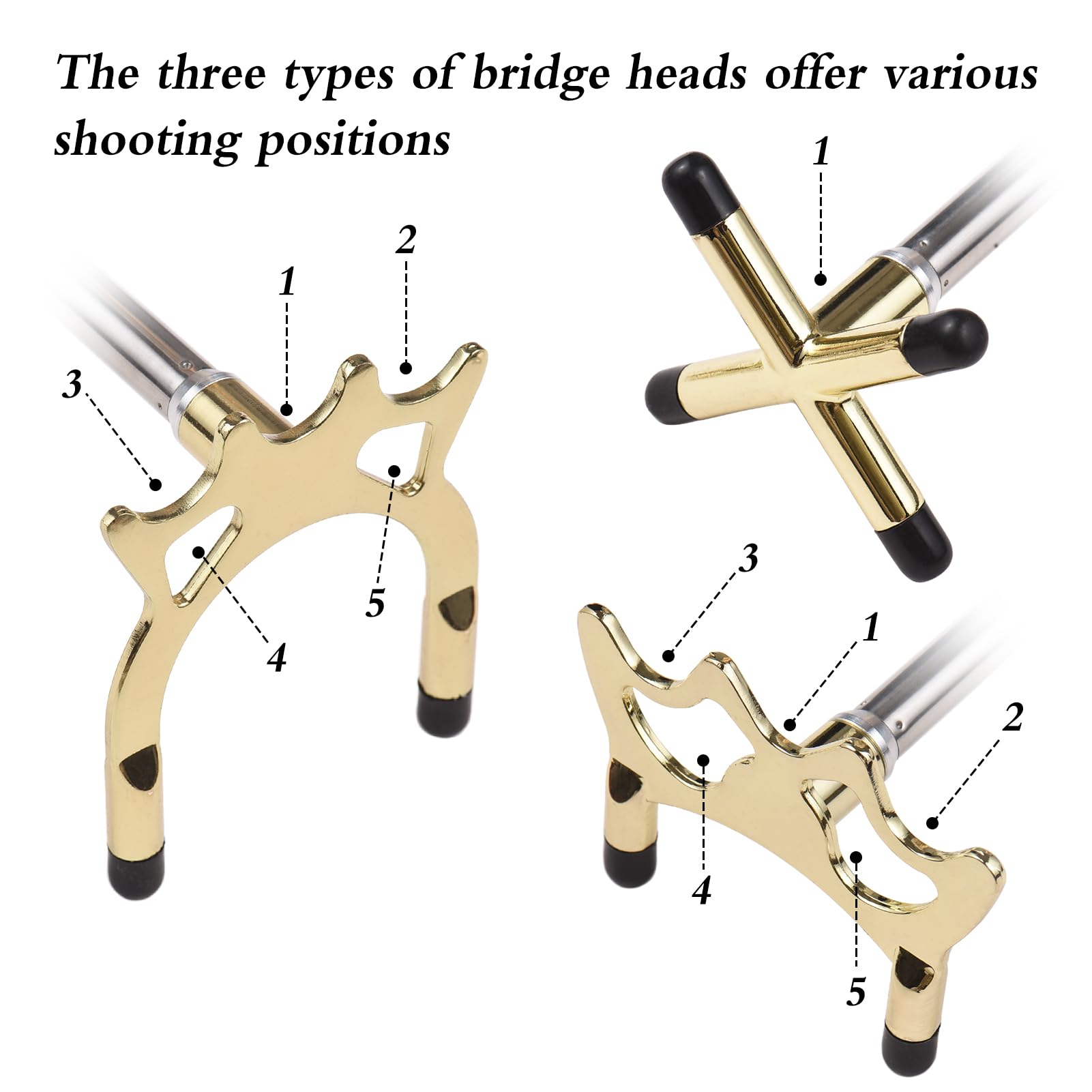 Stecca da Biliardo Retrattile Bridge Stecca da Biliardo Snooker Pool Bridge Stick con 3 Teste di Ponte Rimovibili in Ottone