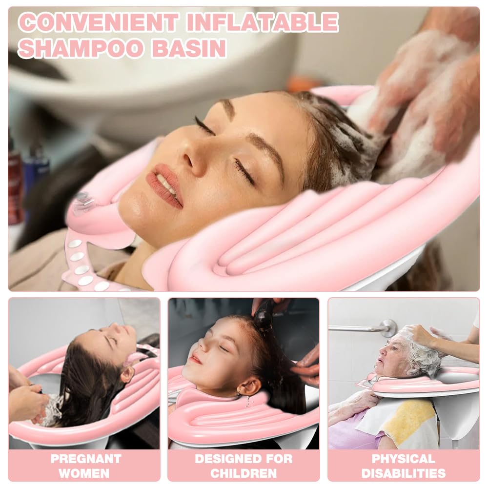 Aufblasbares Haarwaschbecken, Mobiles Shampoo Waschbecken, Tragbares Shampoo-Becken, Faltbares Haarwaschbecken, Haarwaschwanne mit Luftpumpe und Drainage für Behinderte, ältere, Schwangere