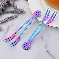 Vista 2 de Fancy - Juego de 10 tenedores de acero inoxidable para aperitivos, tenedores pequeños de postre arcoíris de 4.9 pulgadas, mini tenedores creativos