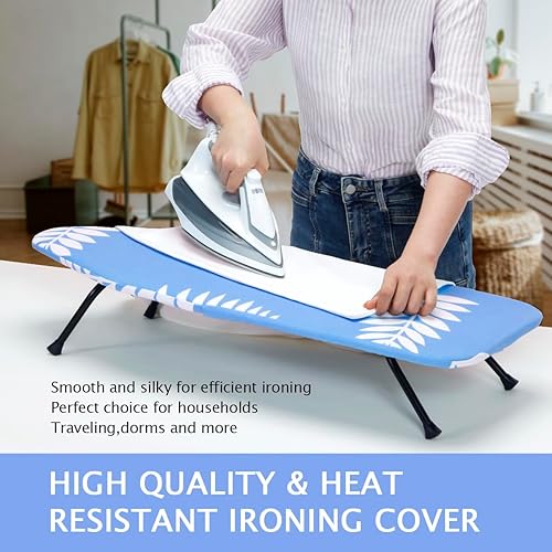Miniatura 5 de SheeChung Mini tabla de planchar de 12 x 32 pulgadas, tabla de planchar de mesa con funda de algodón extraíble y almohadilla, mesa de hierro con