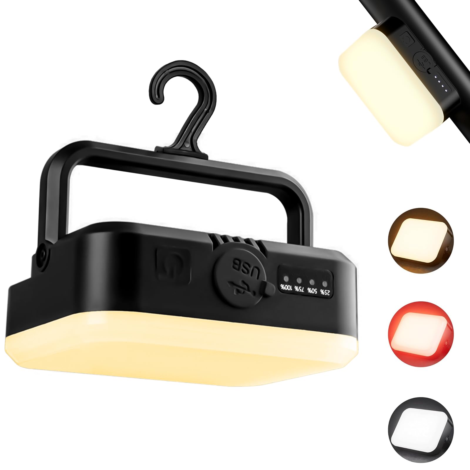 LE 10W LED Lampada da Campeggio Ricaricabile, Impermeabile Lanterna + 2