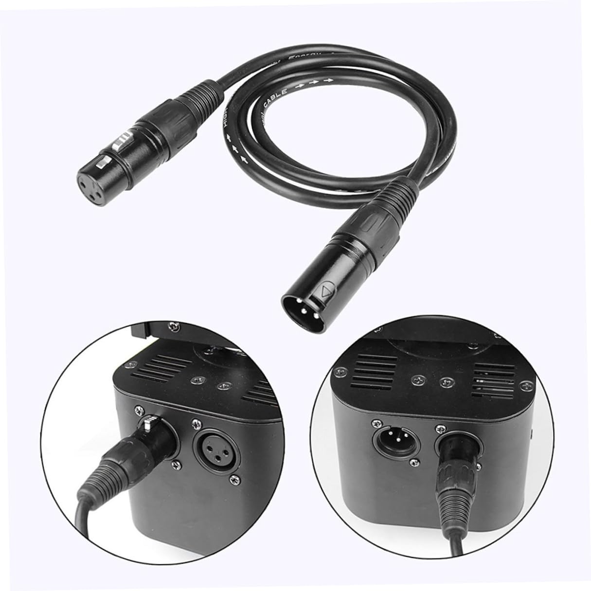 Dmx Kabel 4 Stück 3-polig Xlr Stecker Buchse Schwarz ABS für Licht