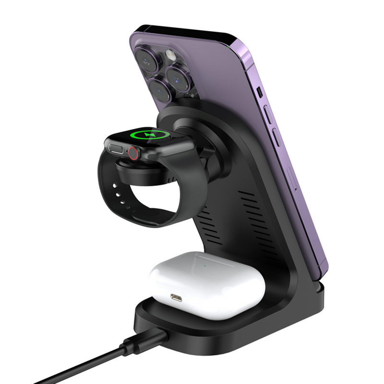 Station de charge pliable pour téléphone 17, 16, 15, montre 8, 7, support de charge pour écouteurs, triple chargeur