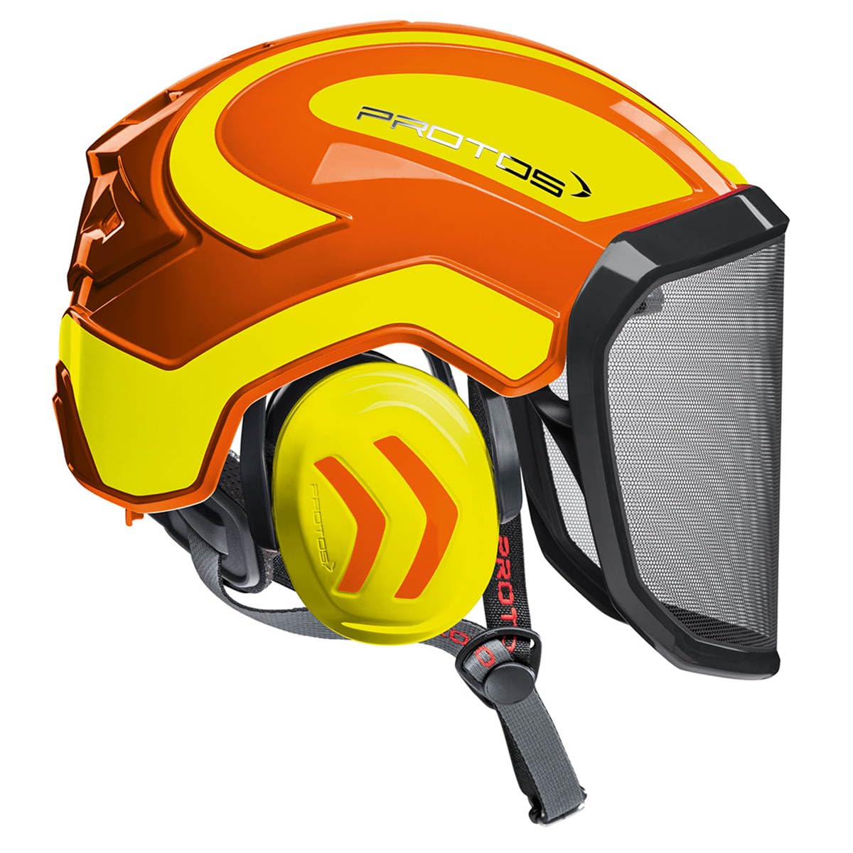 Protos Casque de sécurité intégral arborist - Équipement : visière fine, couleur : orange/jaune