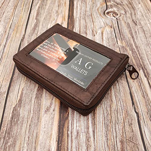 Image of AG Wallets Mens Zip Around Leather Wallet with Inserts (Brown)