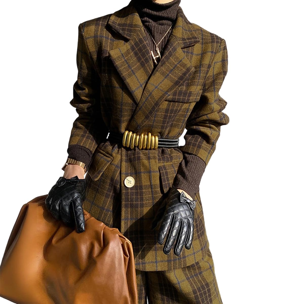 Womens Plaid Blazers Jacket Retro Oversized Pockets Blazer Coat Lapel Button Classic Casual Work Outerwears Jackets