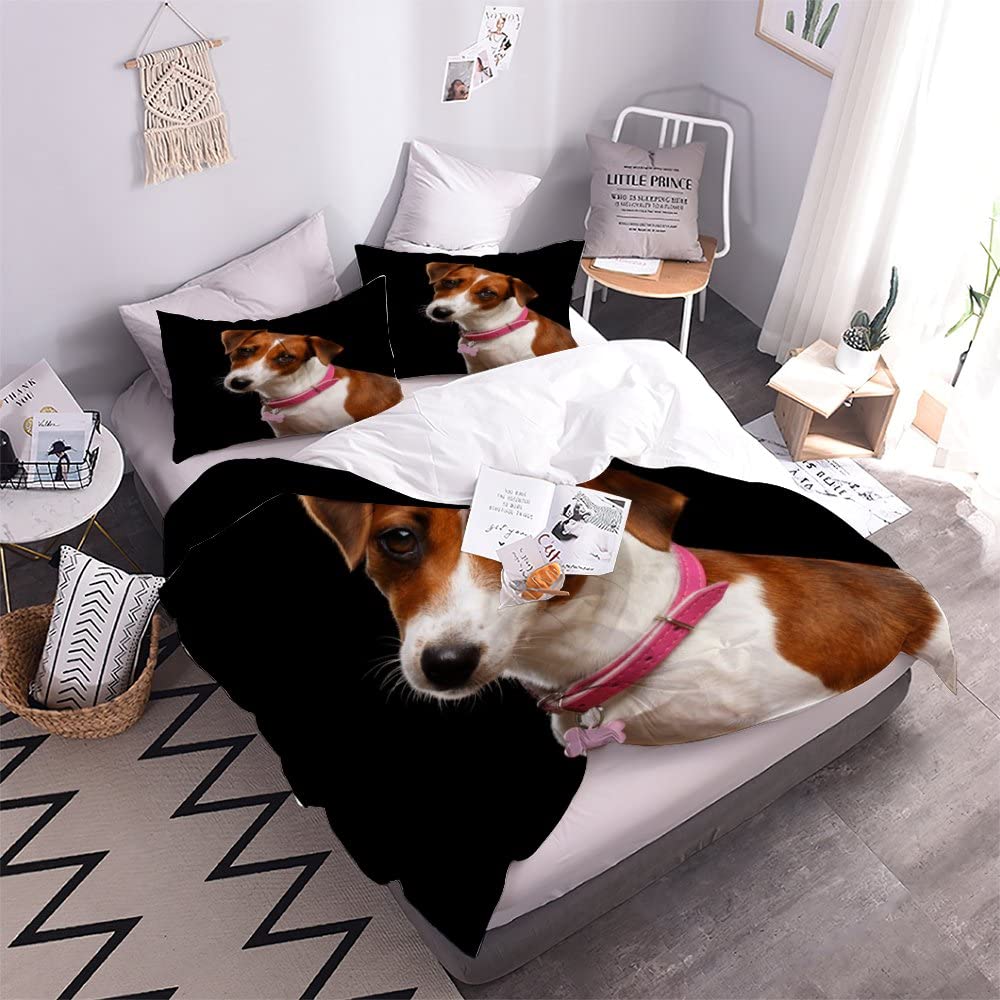 Set Copripiumino Jack Russell Terrier In Microfibra 200x200 Cm Con 2 Federe 50x80 Cm – Morbido, Antirughe E Con Cerniera