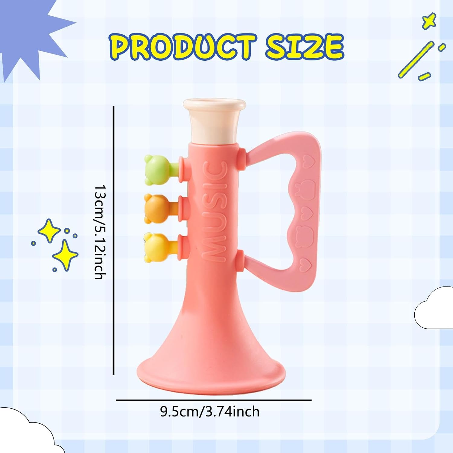 DuskHaven Trumpet Toy for Kids Blower Travel Party Noisemaker Holidays Boys Girls Clear Sound Toy Cartoon Silicone Trumpet, Pink