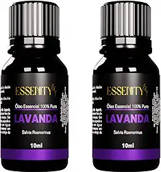 2 Unidades Óleo Essencial de Lavanda 100% Puro 10ml - Alívio do Estresse e Ansiedade, Calmante Natural, Perfeito para Aromaterapia, Massagem - Vegano, Cruelty-Free, Ideal para Difusores e Cuidado da Pele - ESSENITY (2 Unidades, Lavanda)