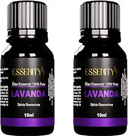 2 Unidades Óleo Essencial de Lavanda 100% Puro 10ml - Alívio do Estresse e Ansiedade, Calmante Natural, Perfeito para Aromaterapia, Massagem - Vegano, Cruelty-Free, Ideal para Difusores e Cuidado da Pele - ESSENITY (2 Unidades, Lavanda)
