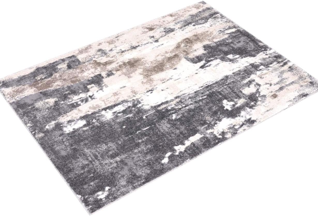 Gray Abstract 8' x 10' Synthetic Area Rug