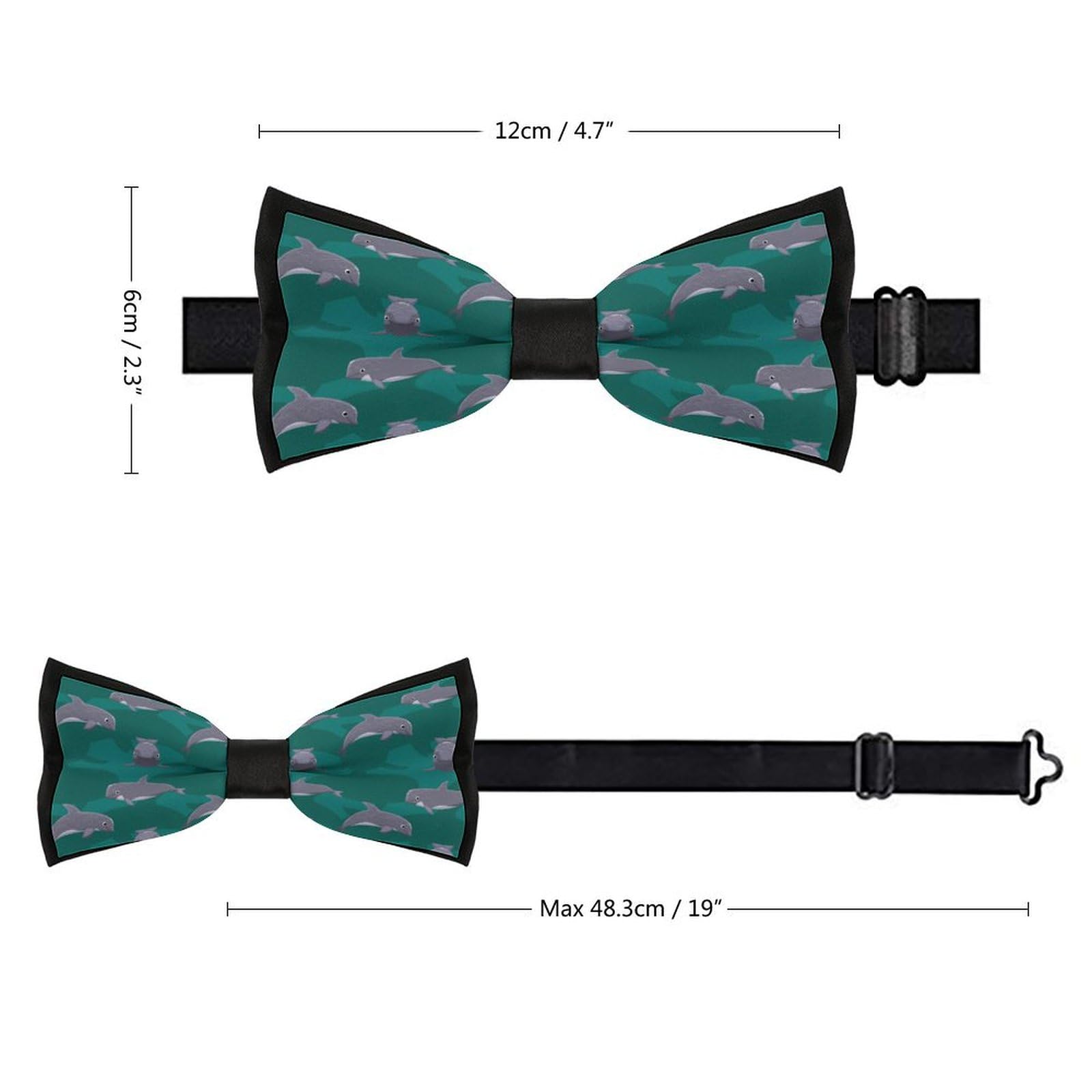 GoasNei Cute Animal of Dolphin Pattern Bow Tie for Men Adjustable Necktie Funny Tie Neck Ties for Weddings Party