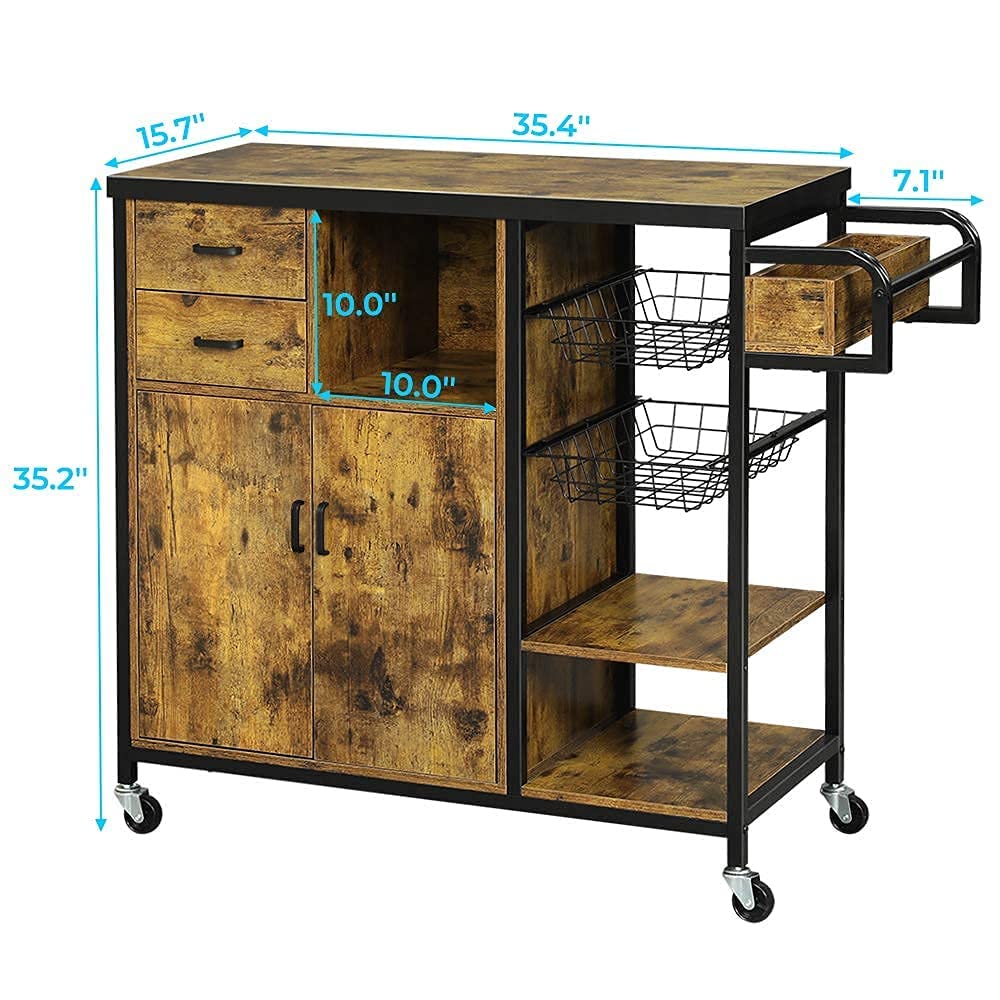 Hasuit Kitchen Island Cart on Wheels, Rolling Kitchen Island with