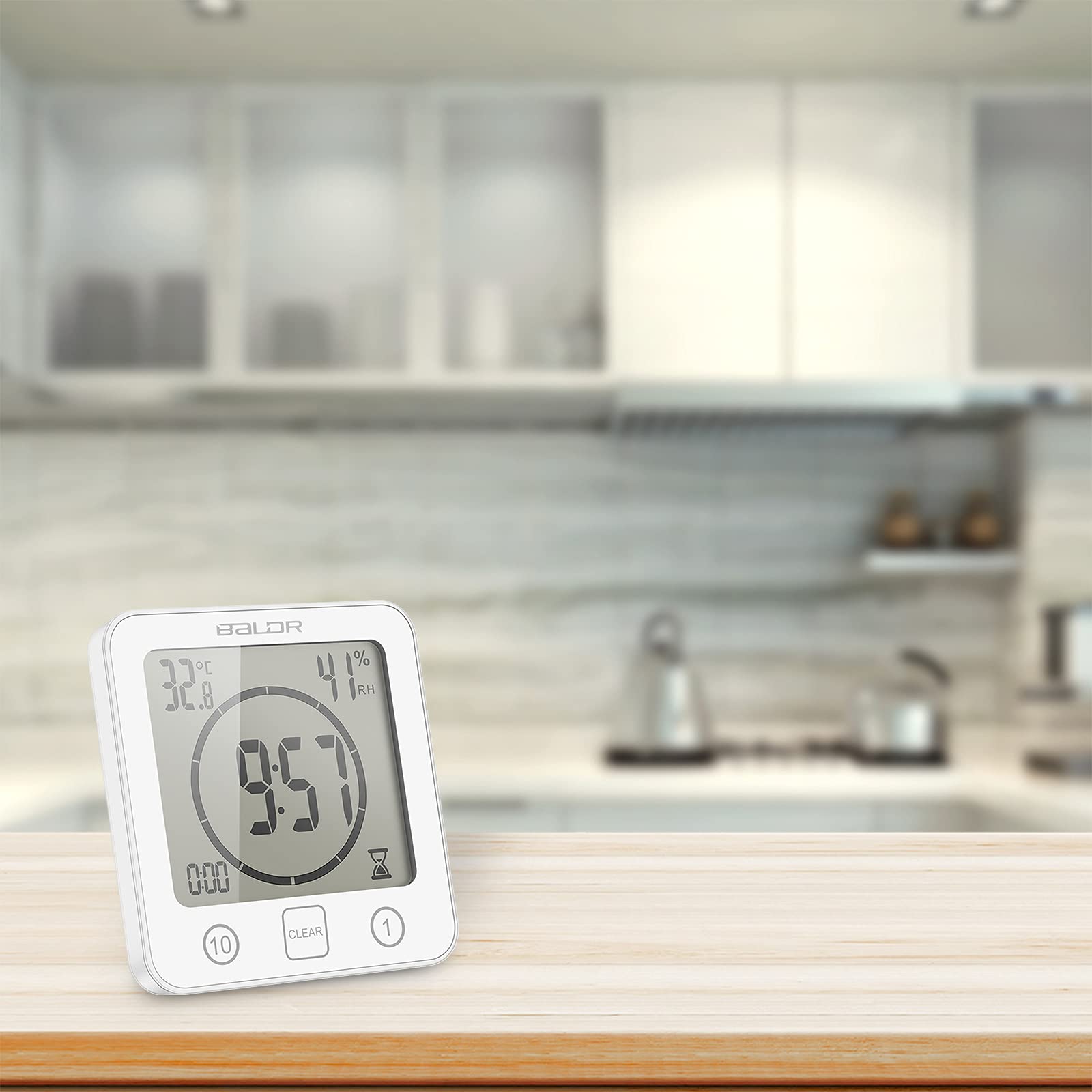 Reloj de baño Reloj de pared digital para ducha de baño con alarma Pantalla de temperatura de humedad Cuenta regresiva 3 instalaciones Pantalla LCD grande Reloj de pared Temporizador para ducha
