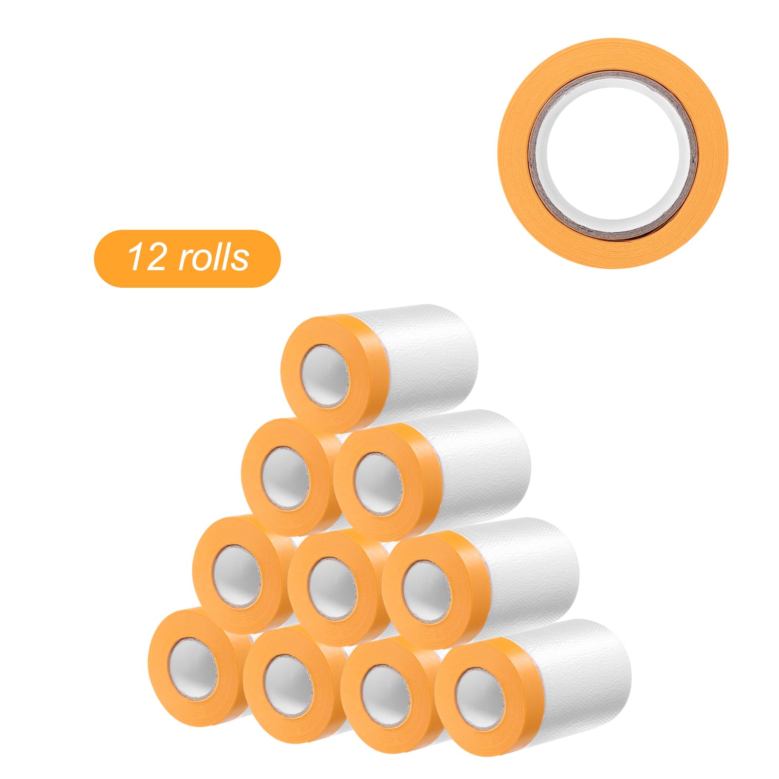 QUARKZMAN 12 Rotoli di Pellicola Mascherante Pre-Adesiva 21.7" x65.6ft Nastro e Telo in Plastica per Pittori con Nastro Pellicola Protettiva per Verniciatura Auto