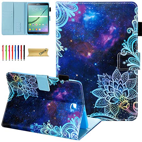 Galaxy Tab S2 8.0 Case, Dteck Folio Stand PU Leather Protective Case with Auto Sleep/Wake Card Holder Wallet Cover for Samsung Galaxy Tab S2 8.0 Case 2015 Released SM-T710 T715 T713,Galaxy Flower