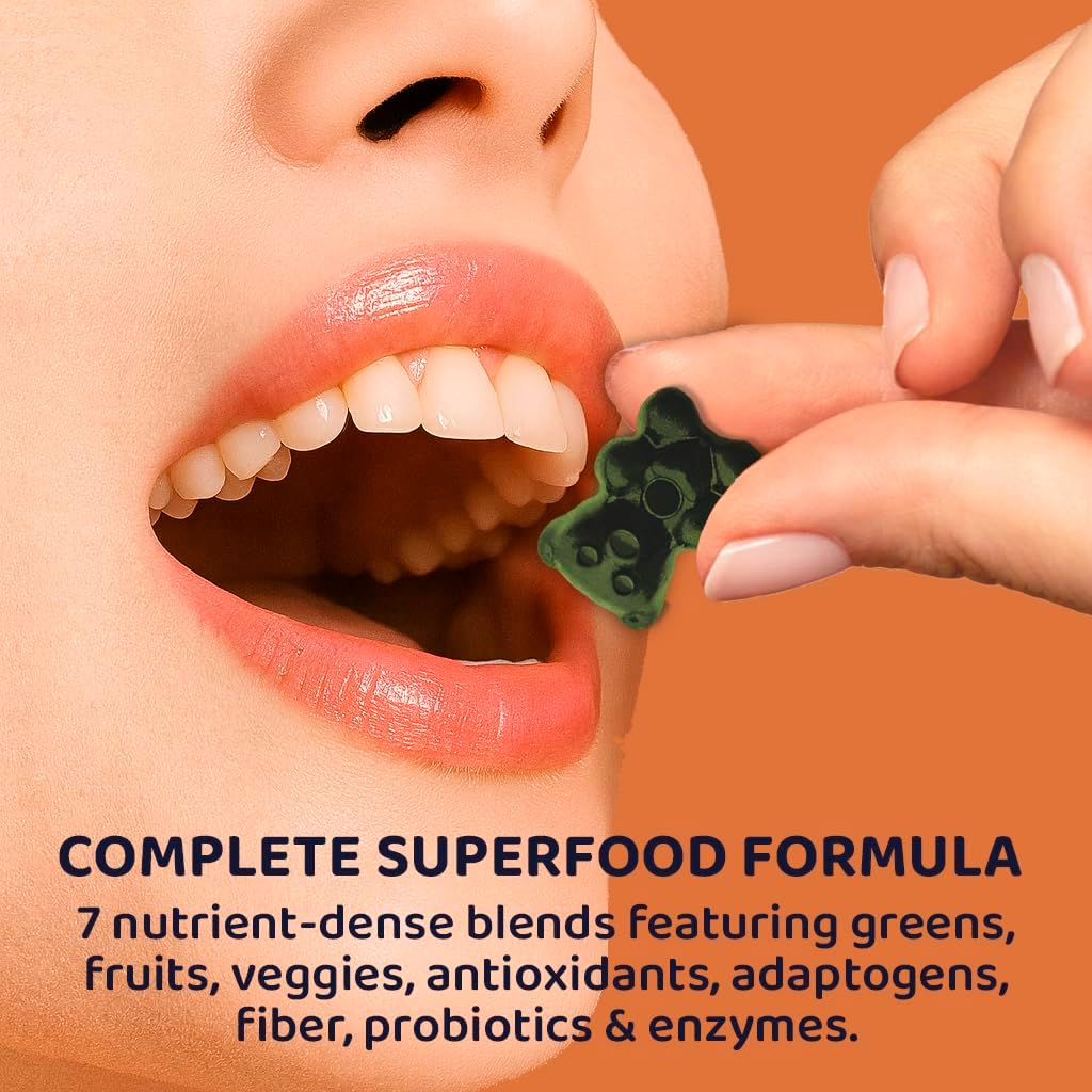 Super Greens Gummies for Adults – 7-in-1 Whole Food Supplement, Spirulina, Lion’s Mane, Probiotics, Fiber & Digestive Enzymes Vegan, Sugar-Free, Digestive & Immune Support, 120 Gummies - Image 7